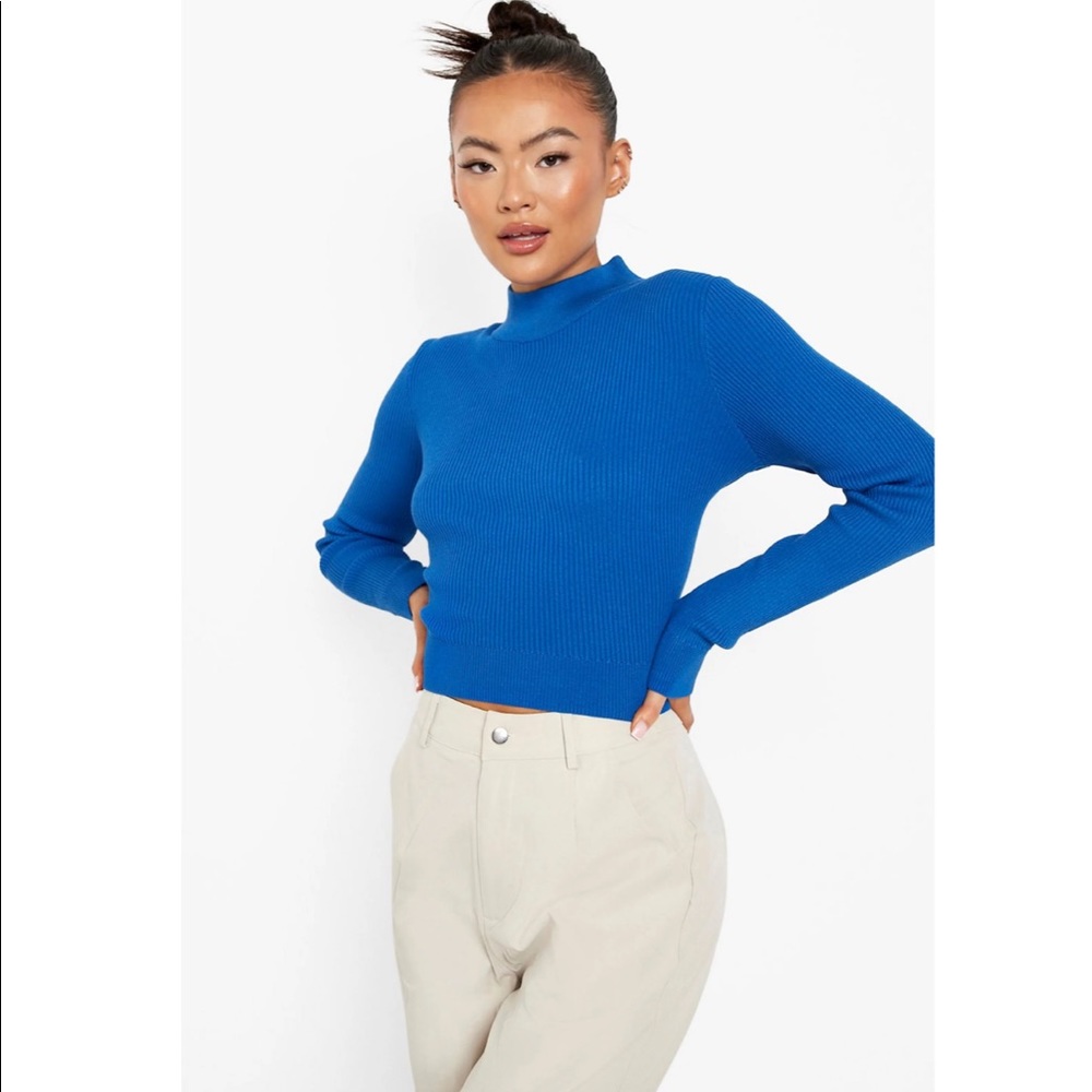 Boohoo Tie Back Rib Knit Jumper